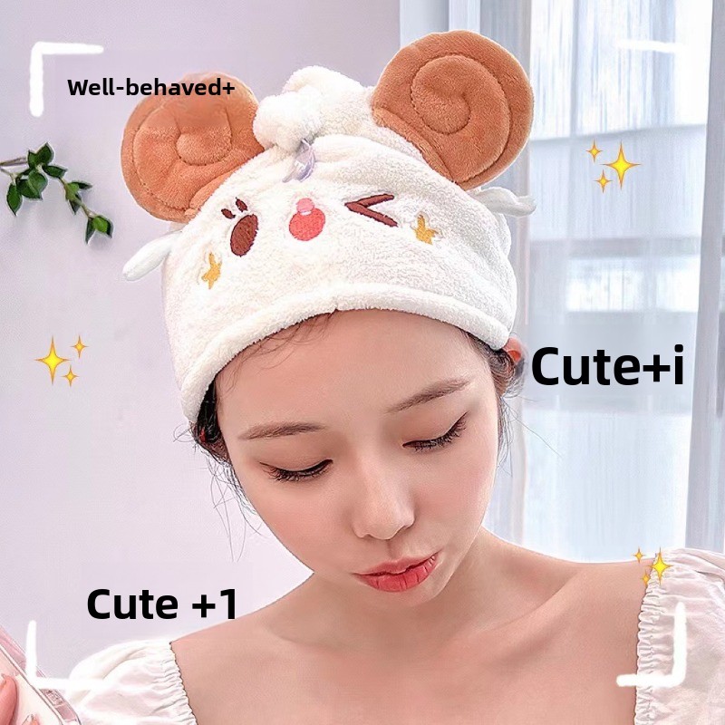 Cute Kawaii Sheep Dry Hair Cap - đánh giá và giá Hair Turban Towel