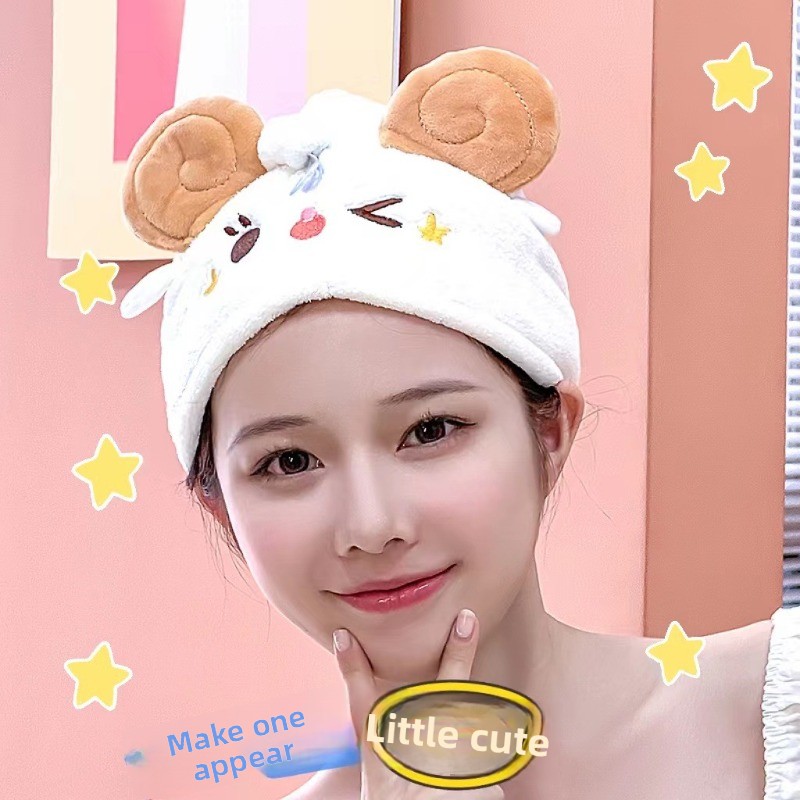 Cute Kawaii Sheep Dry Hair Cap - đánh giá và giá Hair Turban Towel