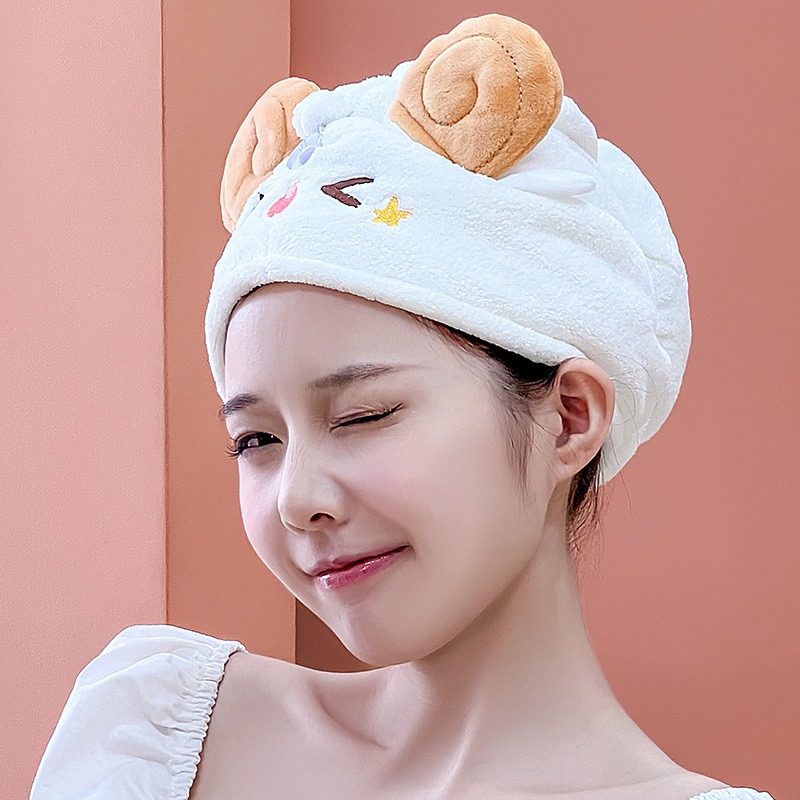 Cute Kawaii Sheep Dry Hair Cap - đánh giá và giá Hair Turban Towel