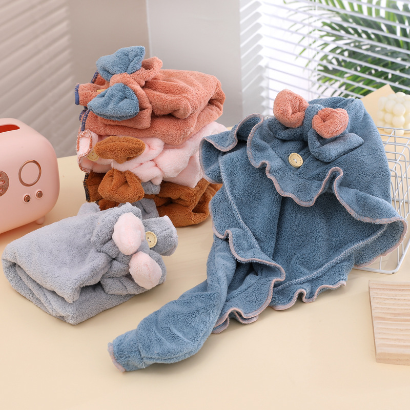 Fleece Solid Color Hair Towel  - đánh giá và giá Hair Turban Towel