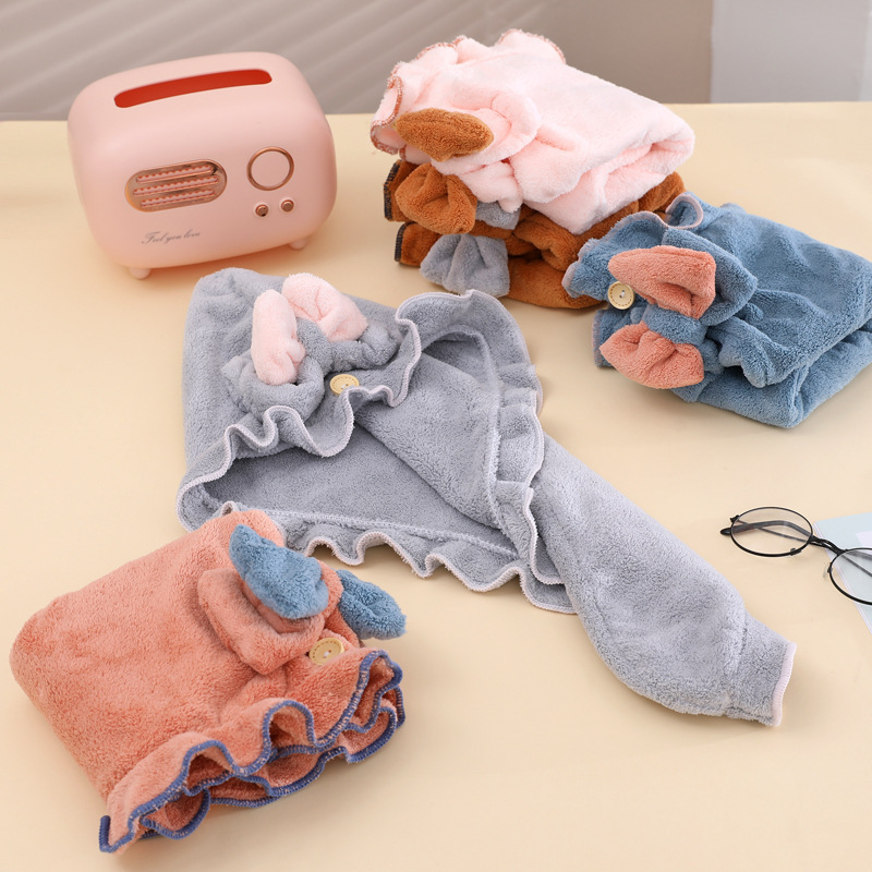 Fleece Solid Color Hair Towel  - đánh giá và giá Hair Turban Towel