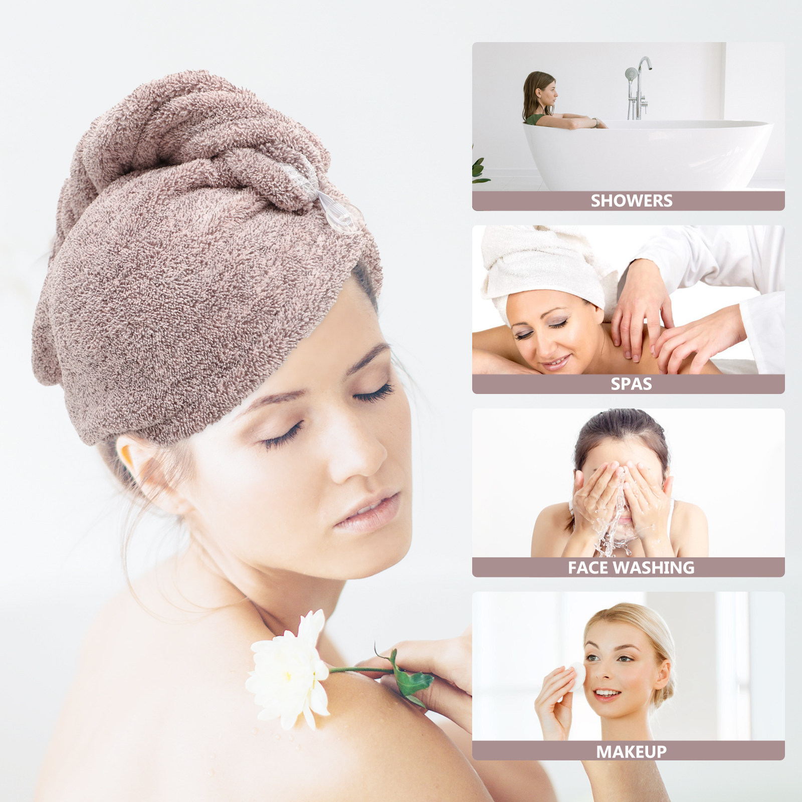 2Pcs Coral Fleece Hair Drying  - đánh giá và giá Hair Turban Towel